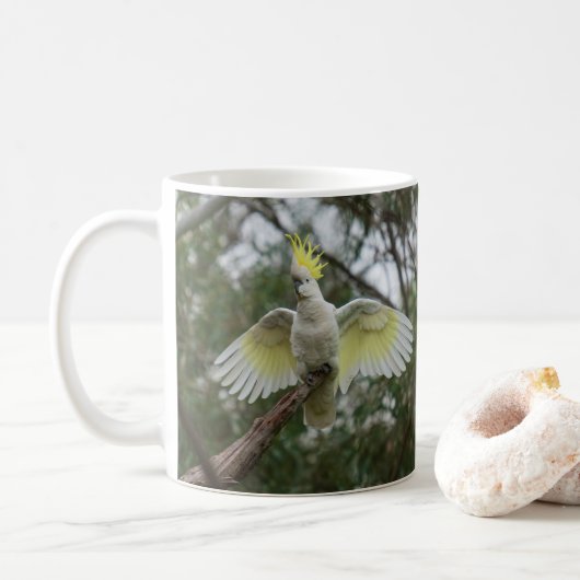 Cockatoo Spreading Wings Bird Australien Kaffeetasse (Mit Donut)