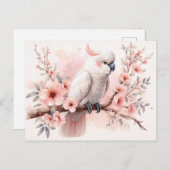 Cockatoo und rosa Blume Postkarte (Vorne/Hinten)