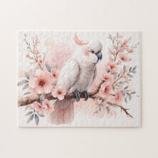 Cockatoo und rosa Blume Puzzle
