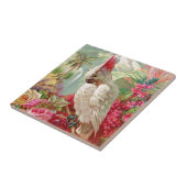 Cockatoo und Rose Vintage Kunst Fliese (Seite)
