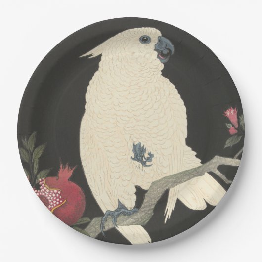 Cockatoo-Vintager japanischer feiner Pappteller (Vorderseite)