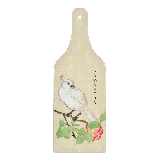 Cockatoo Vintages japanisches Kamelien-Schneidebre Schneidebrett (Vorderseite)