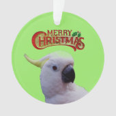Cockatoo wünscht frohe Weihnacht-Verzierung Ornament (Vorderseite)