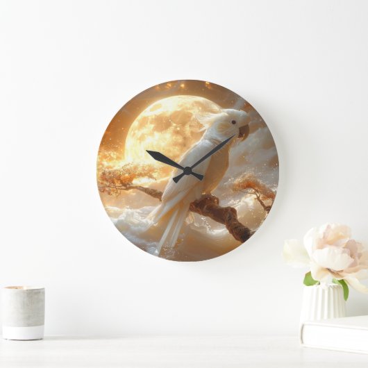 Cockatop Parrot Fantasy Dreamscape Große Wanduhr (Zuhause)