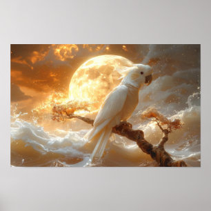 Cockatop Parrot Fantasy Dreamscape Poster