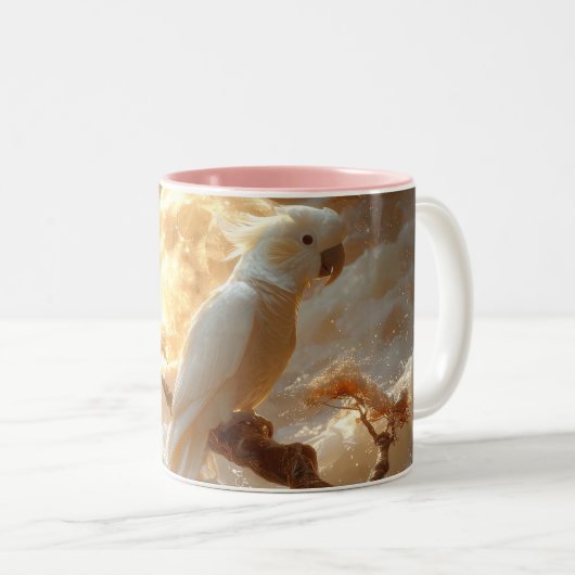 Cockatop Parrot Fantasy Dreamscape Zweifarbige Tasse (VorderseiteRechts)