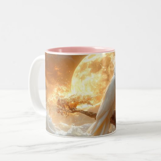 Cockatop Parrot Fantasy Dreamscape Zweifarbige Tasse (Vorderseite Links)