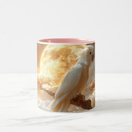 Cockatop Parrot Fantasy Dreamscape Zweifarbige Tasse (Mittel)