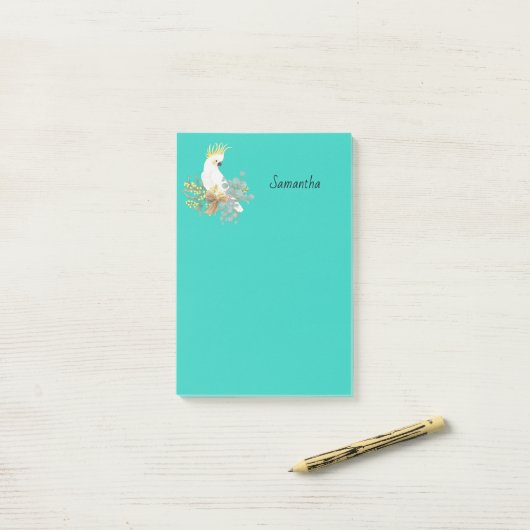 Cockatop Parrot Personalisiert Post-it Klebezettel (Auf Schreibtisch)