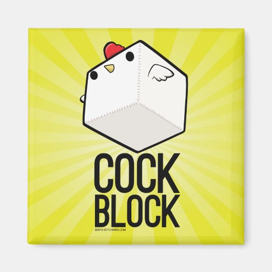 Cockblockwith-Text-Magnet niedliches Würfel-Huhn Magnet (Vorne)