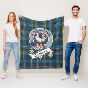 Cockburn Modern Clan Abzeichen Tartan Kariert Fleecedecke