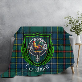 Cockburn Scottish Clan Tartan Crest Fleecedecke