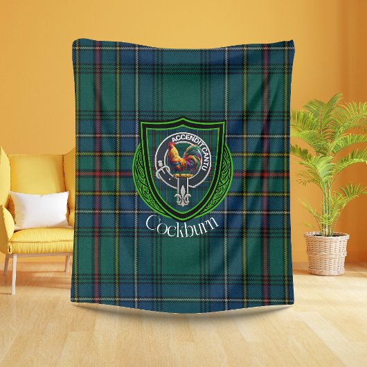 Cockburn Scottish Clan Tartan Crest Fleecedecke