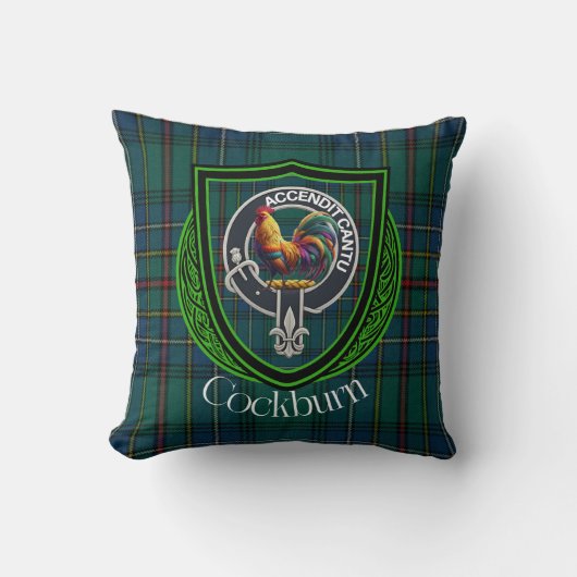 Cockburn Scottish Clan Tartan & Crest Kissen (Vorderseite)