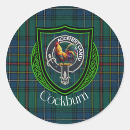 Cockburn Scottish Clan Tartan & Crest Runder Aufkleber
