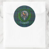 Cockburn Scottish Clan Tartan & Crest Runder Aufkleber (Tasche)