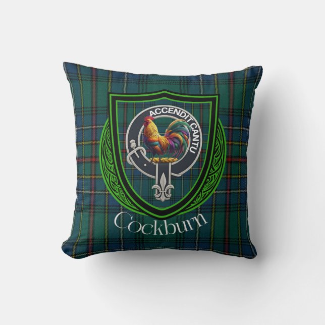 Cockburn Scottish Clan Tartan & Wappen Kissen (Vorderseite)