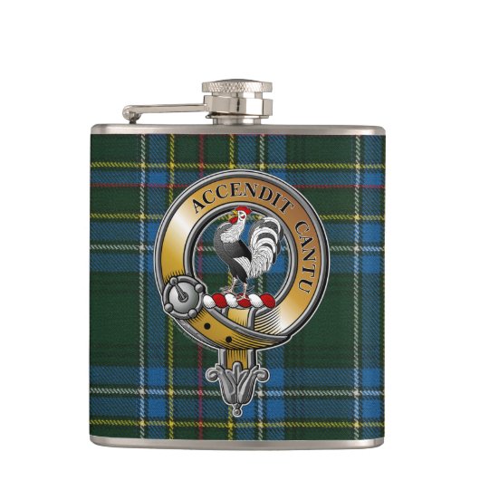 Cockburn Tartan & Abzeichen Flachmann (Vorderseite)