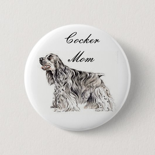 Cocker-Mama, American Cocker Spaniel Knopf Button (Vorderseite)