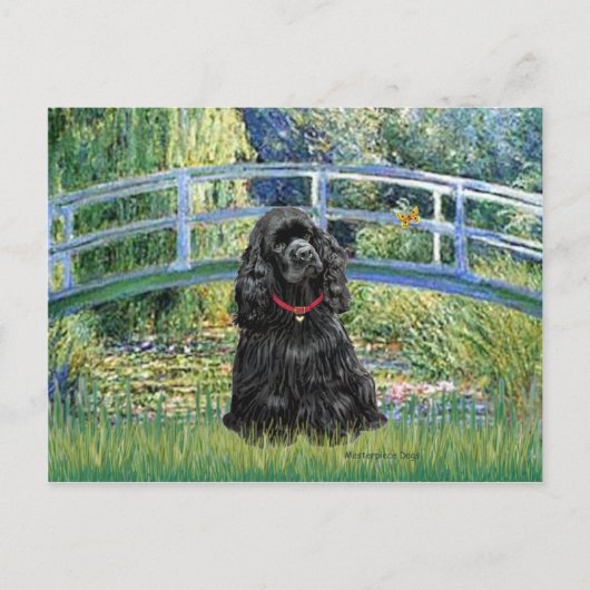 Cocker (schwarz) - Brücke Postkarte (Vorderseite)