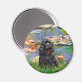 Cocker (schwarz) - Lilien 2 Magnet (Vorderseite/Rückseite)