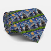 Cocker (schwarz) - Sternennacht Krawatte (Gerollt)