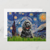 Cocker (schwarz) - Sternennacht Postkarte (Vorne/Hinten)
