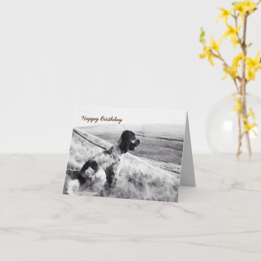 Cocker Spanel Birthday Karte (Gelbe Blume)