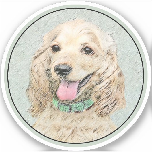 Cocker Spanel Buff Painting - Original Dog Art Aufkleber (Vorderseite)