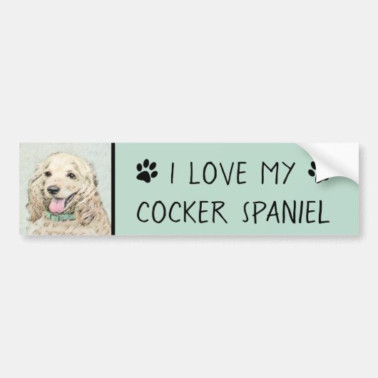 Cocker Spanel Buff Painting - Original Dog Art Autoaufkleber (Vorne)