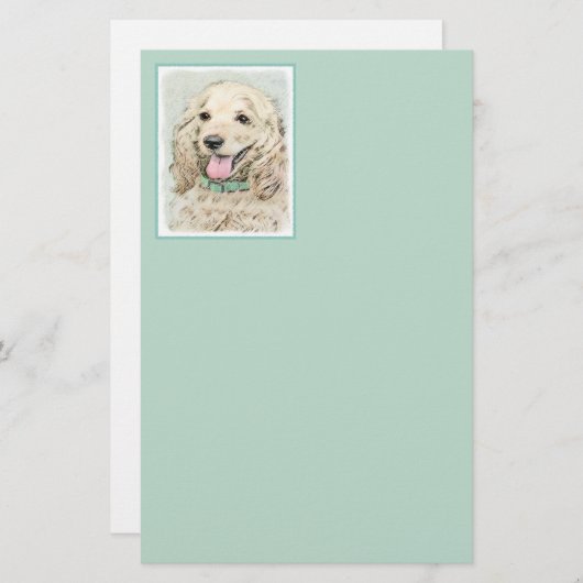 Cocker Spanel Buff Painting - Original Dog Art Briefpapier (Vorne/Hinten)