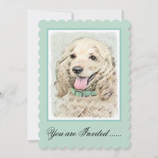 Cocker Spanel Buff Painting - Original Dog Art Einladung (Vorderseite)