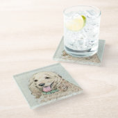 Cocker Spanel Buff Painting - Original Dog Art Glasuntersetzer (Schrägansicht)