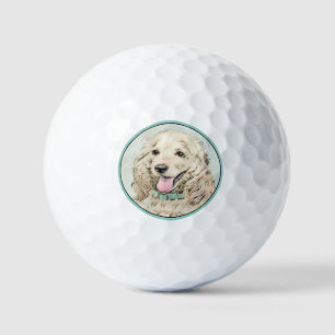 Cocker Spanel Buff Painting - Original Dog Art Golfball