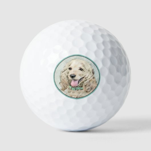Cocker Spanel Buff Painting - Original Dog Art Golfball (Vorderseite)