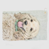 Cocker Spanel Buff Painting - Original Dog Art Golfhandtuch (Horizontal)