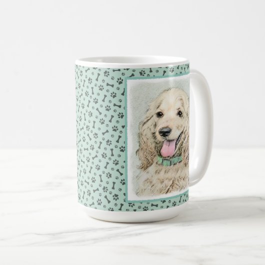 Cocker Spanel Buff Painting - Original Dog Art Kaffeetasse (VorderseiteRechts)