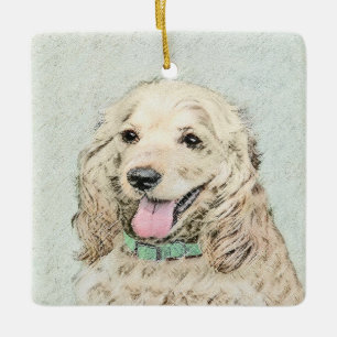 Cocker Spanel Buff Painting - Original Dog Art Keramikornament