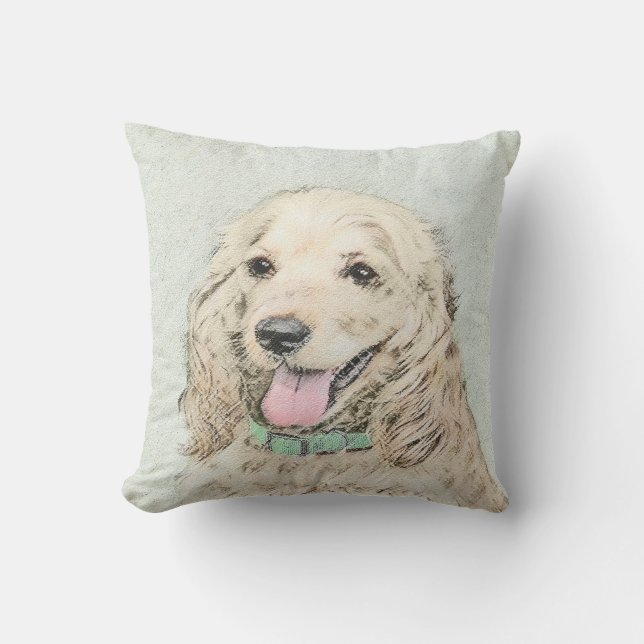 Cocker Spanel Buff Painting - Original Dog Art Kissen (Vorderseite)