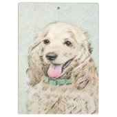 Cocker Spanel Buff Painting - Original Dog Art Klemmbrett (Rückseite)
