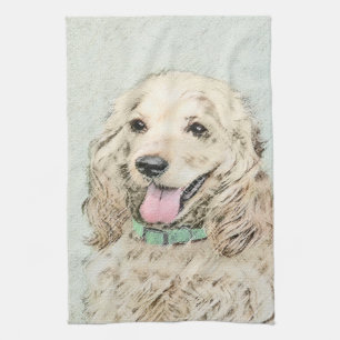 Cocker Spanel Buff Painting - Original Dog Art Küchentuch