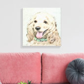 Cocker Spanel Buff Painting - Original Dog Art Leinwanddruck (Insitu (Wohnzimmer))
