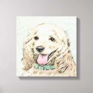 Cocker Spanel Buff Painting - Original Dog Art Leinwanddruck