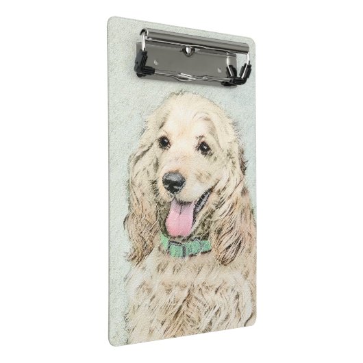 Cocker Spanel Buff Painting - Original Dog Art Mini Klemmbrett (Schrägansicht)