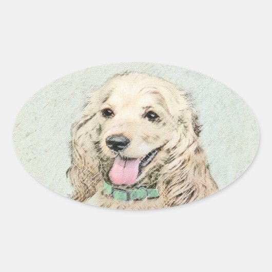 Cocker Spanel Buff Painting - Original Dog Art Ovaler Aufkleber (Vorderseite)