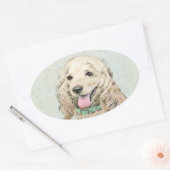 Cocker Spanel Buff Painting - Original Dog Art Ovaler Aufkleber (Umschlag)