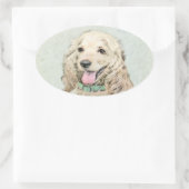 Cocker Spanel Buff Painting - Original Dog Art Ovaler Aufkleber (Tasche)
