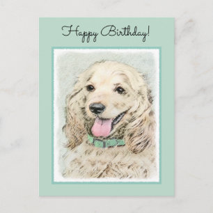 Cocker Spanel Buff Painting - Original Dog Art Postkarte