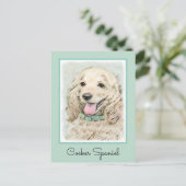 Cocker Spanel Buff Painting - Original Dog Art Postkarte (Stehend Vorderseite)