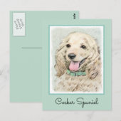 Cocker Spanel Buff Painting - Original Dog Art Postkarte (Vorne/Hinten)